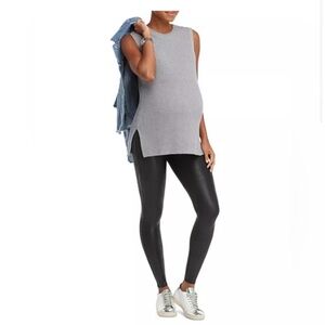 SPANX Faux Leather Look Black Maternity Leggings